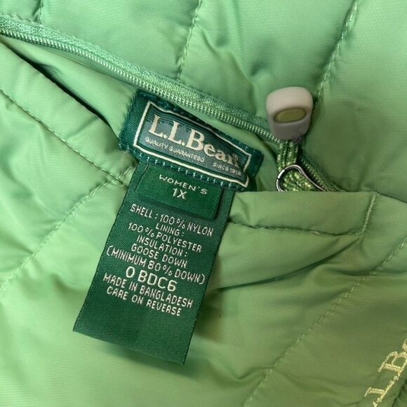 L.L. BEAN Down Jacket Womens Size XL Green Puffer Reversible Outdoors - Picture 10 of 10